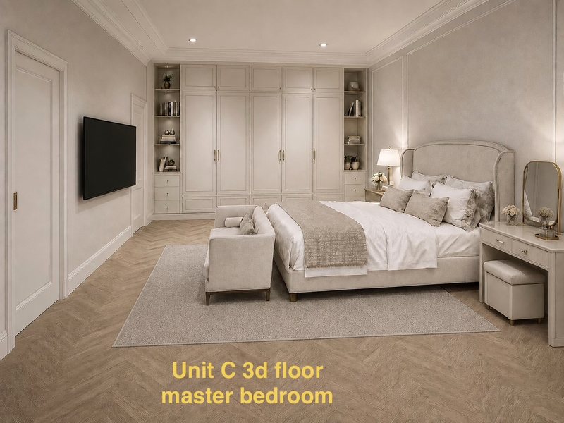 Unit C third-floor master bedroom wardrobe wall