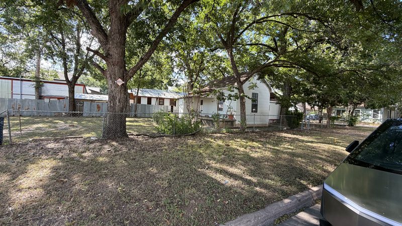 The corner at 81 Chalmers under the heritage pecan canopy