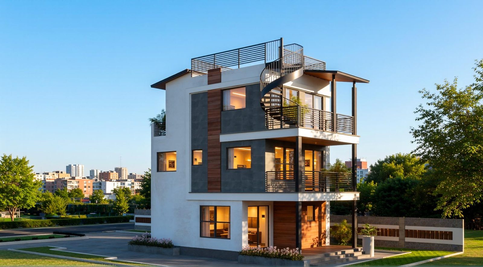 Unit 1 exterior perspective — design rendering