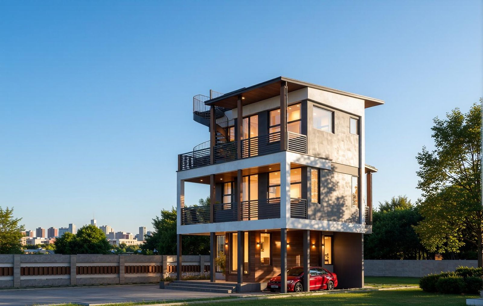 Unit 2 exterior perspective — design rendering