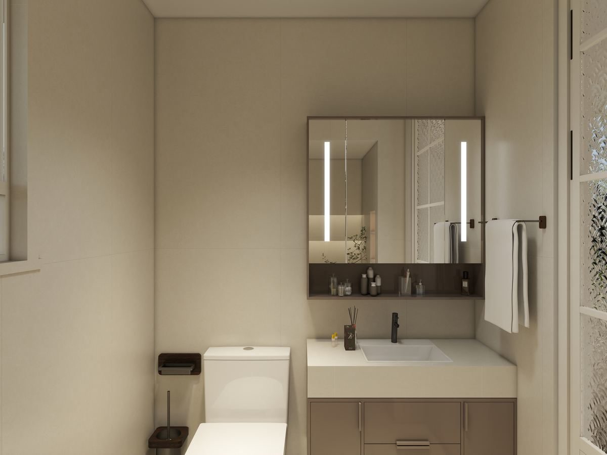 First-floor powder bath