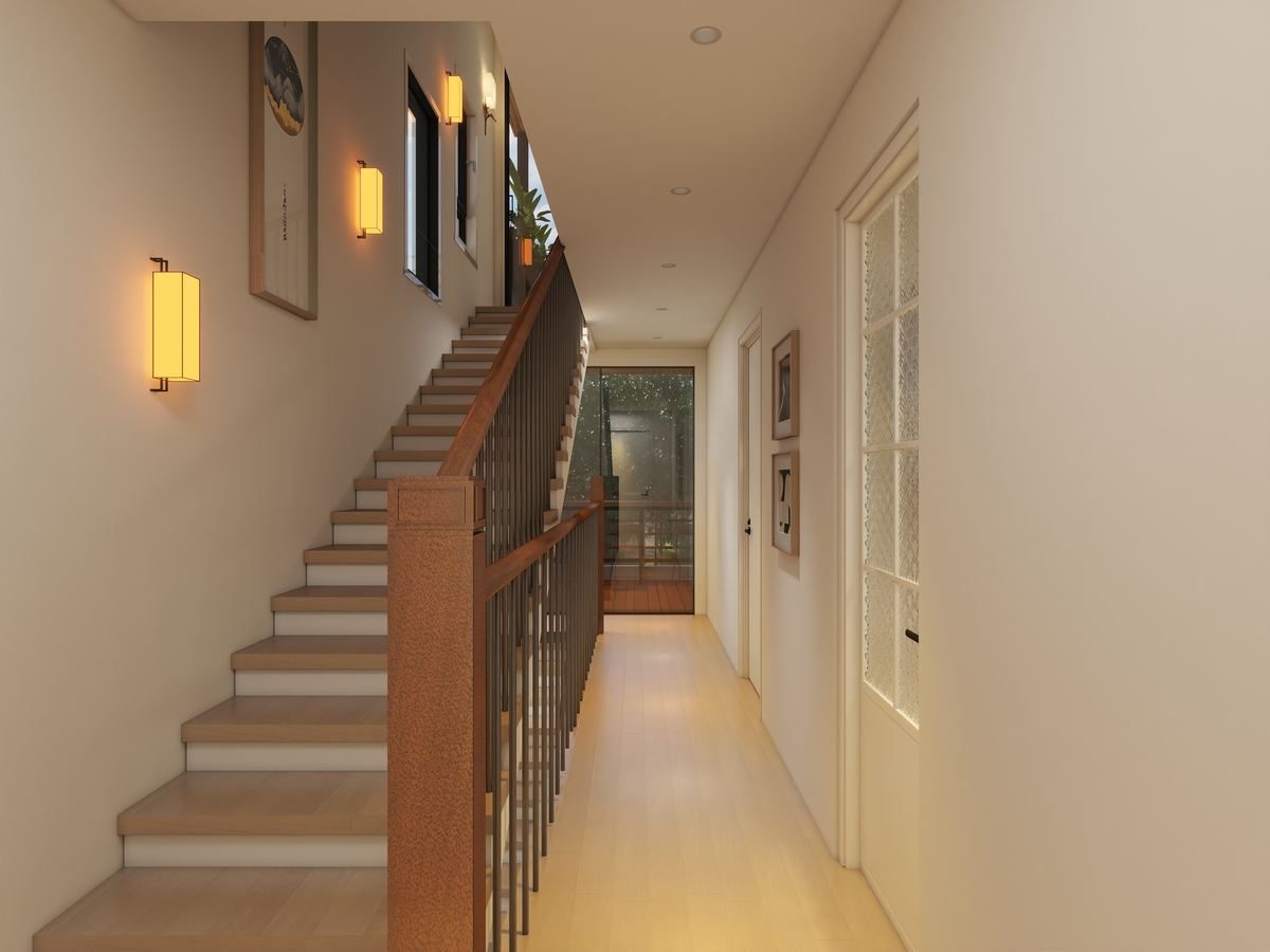 Second-floor hallway and stair
