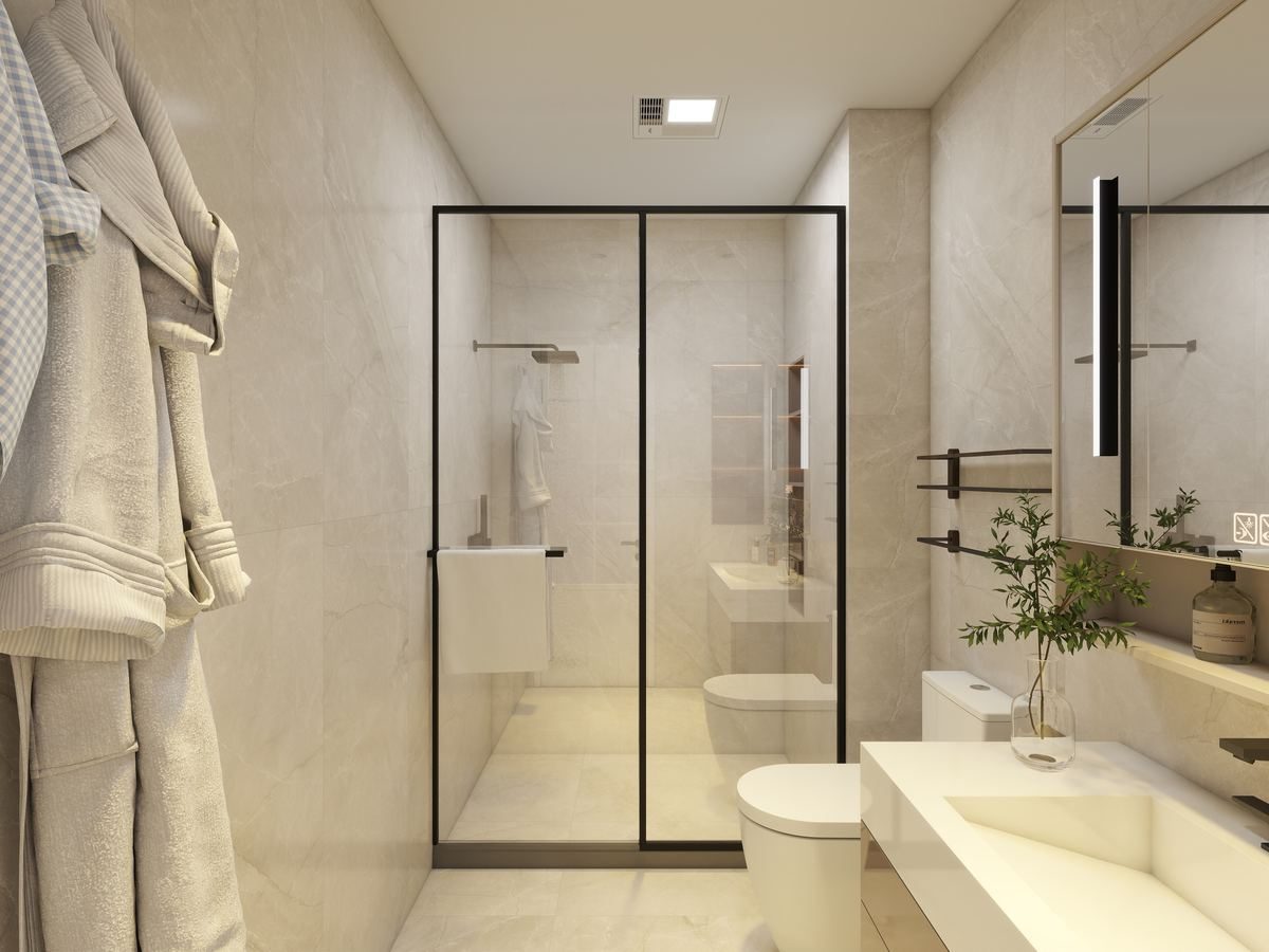 Shared bath with walk-in shower