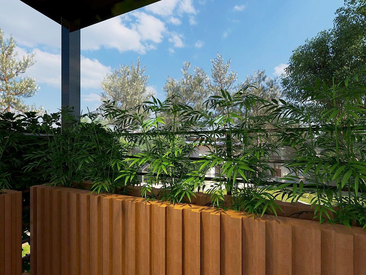 Home 2 balcony under the wood canopy