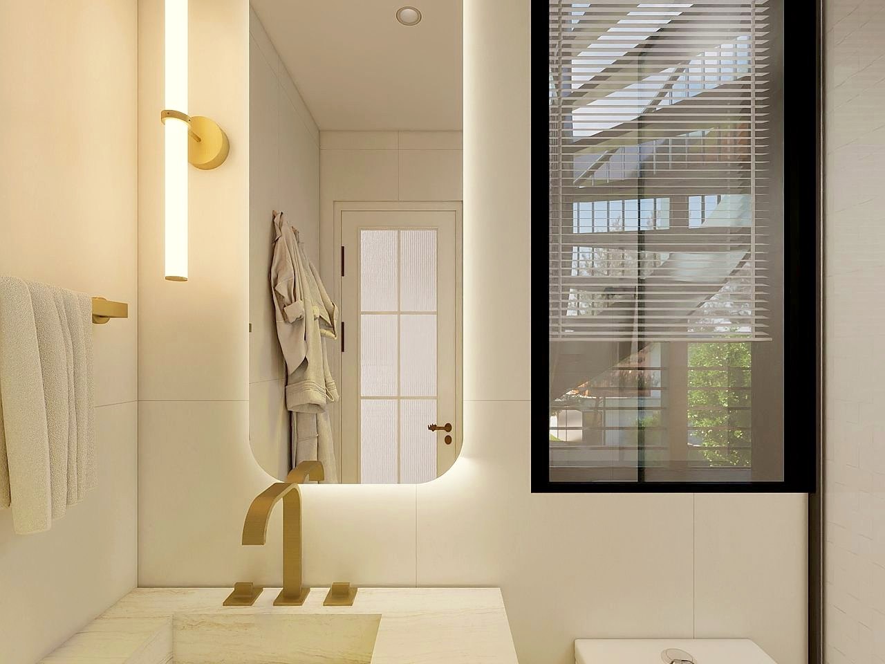 Home 3 ensuite with brass fixtures