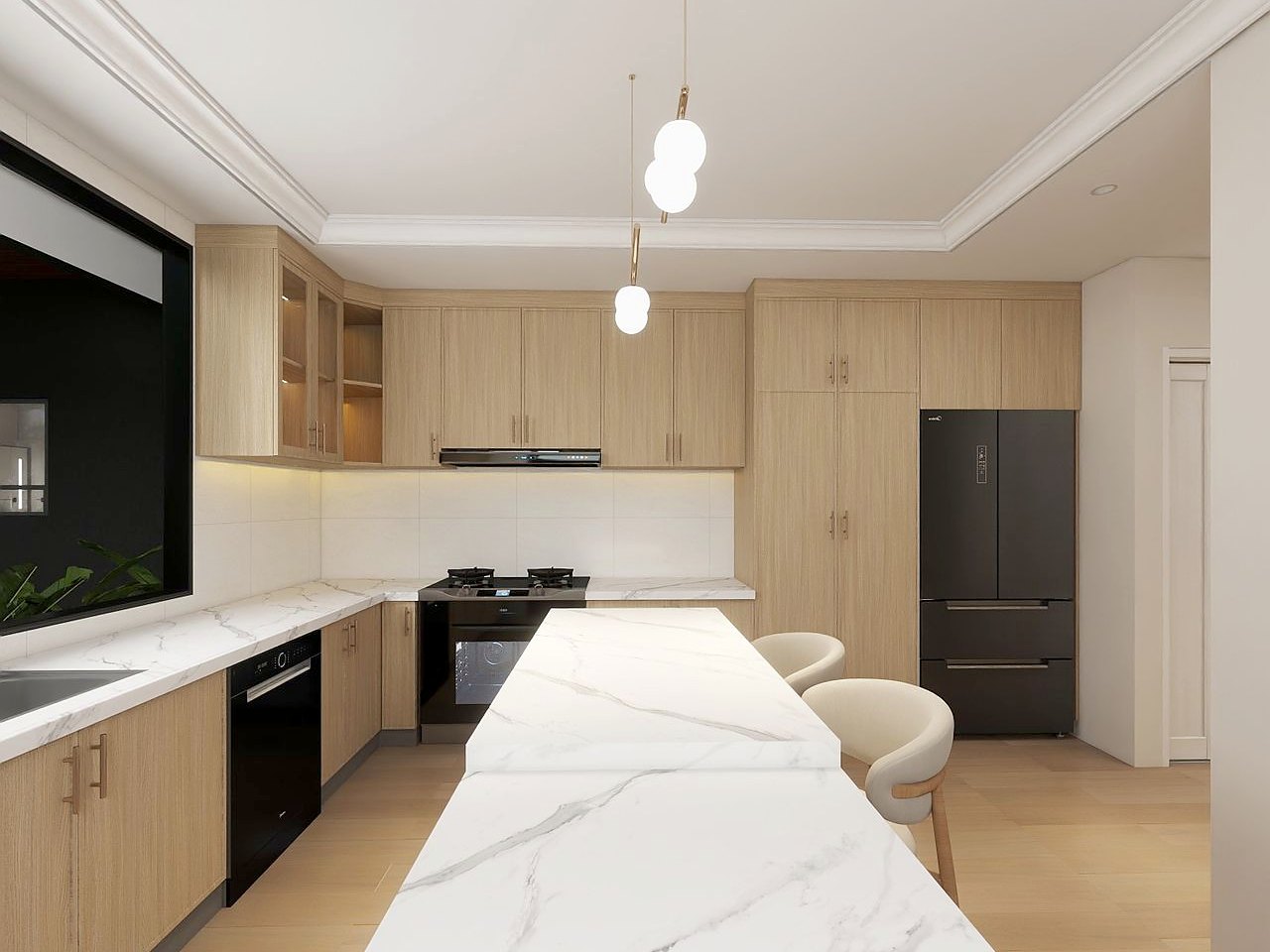 Home 3 kitchen island with pendant light