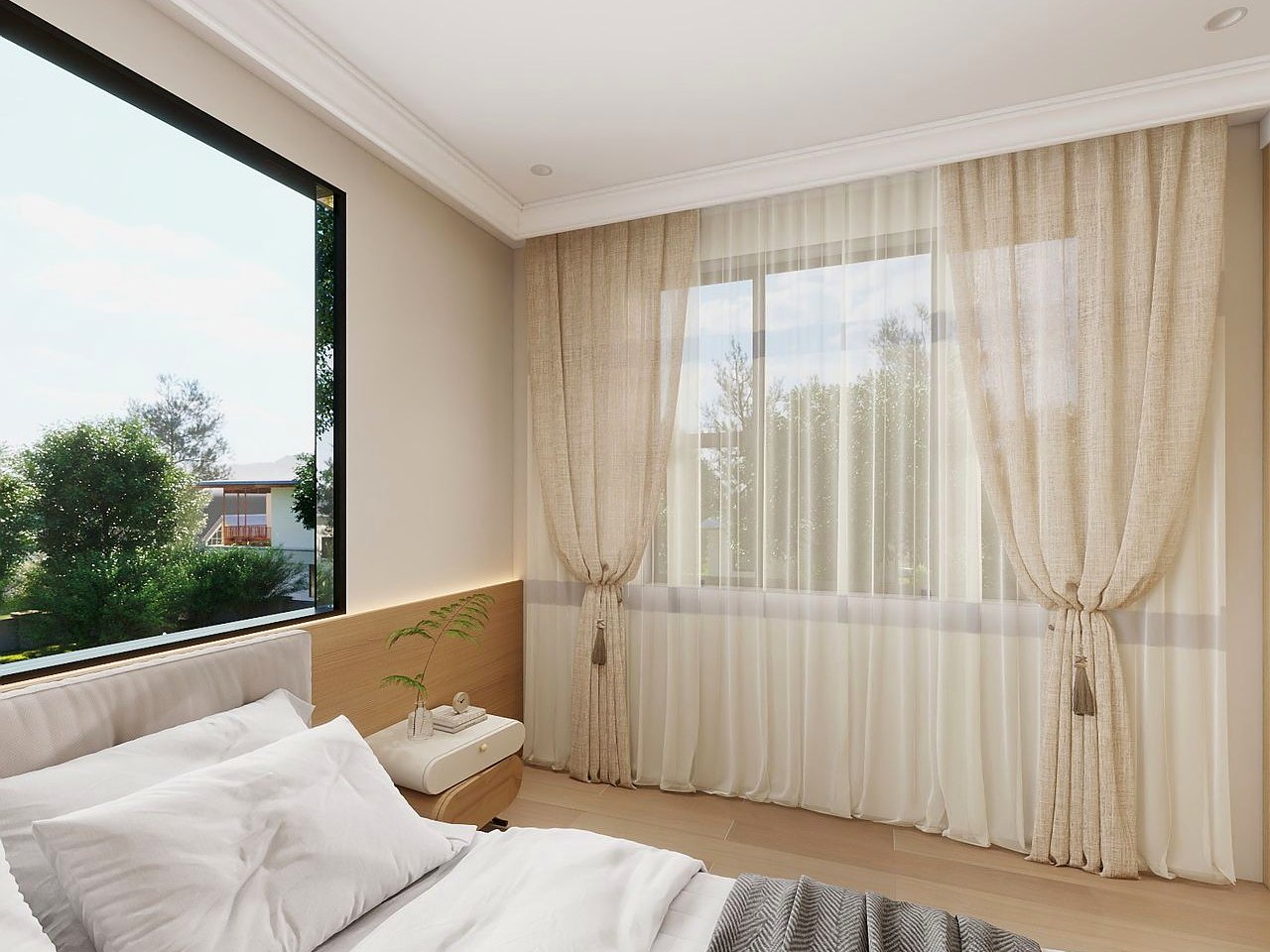 Home 3 master bedroom in soft light