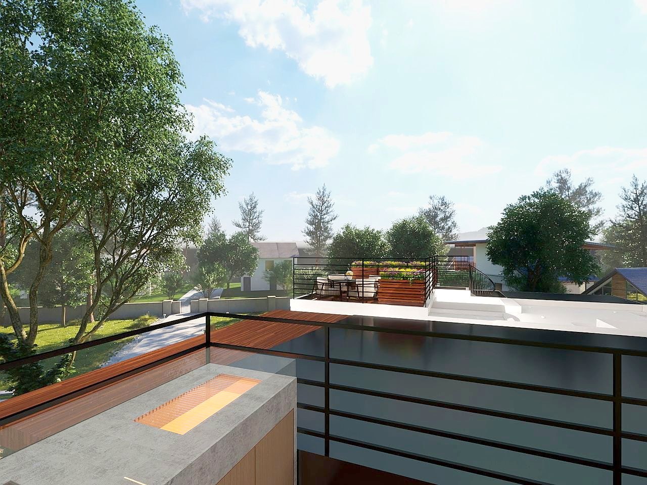 Home 3 rooftop terrace with planters