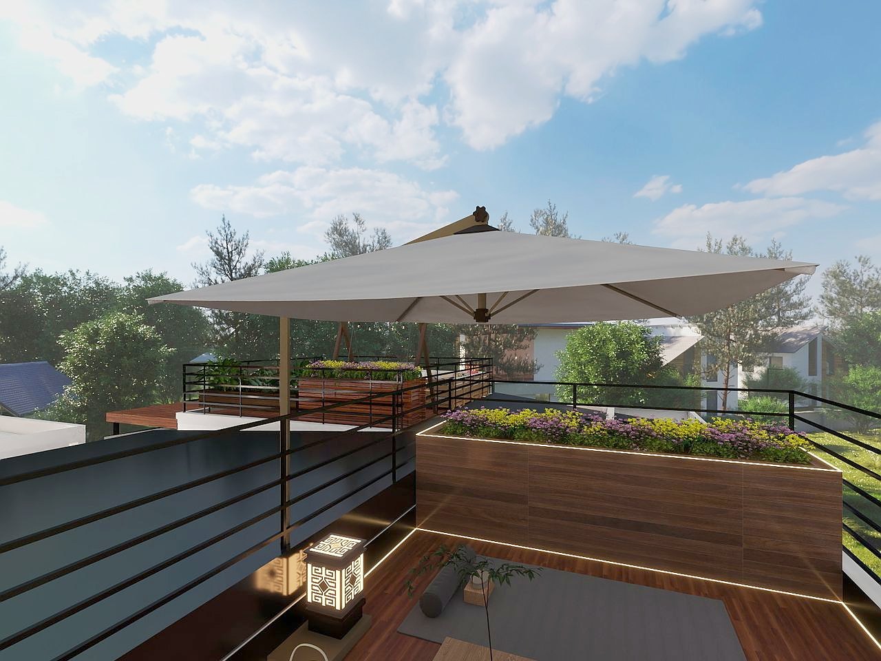 Home 3 rooftop deck with umbrella