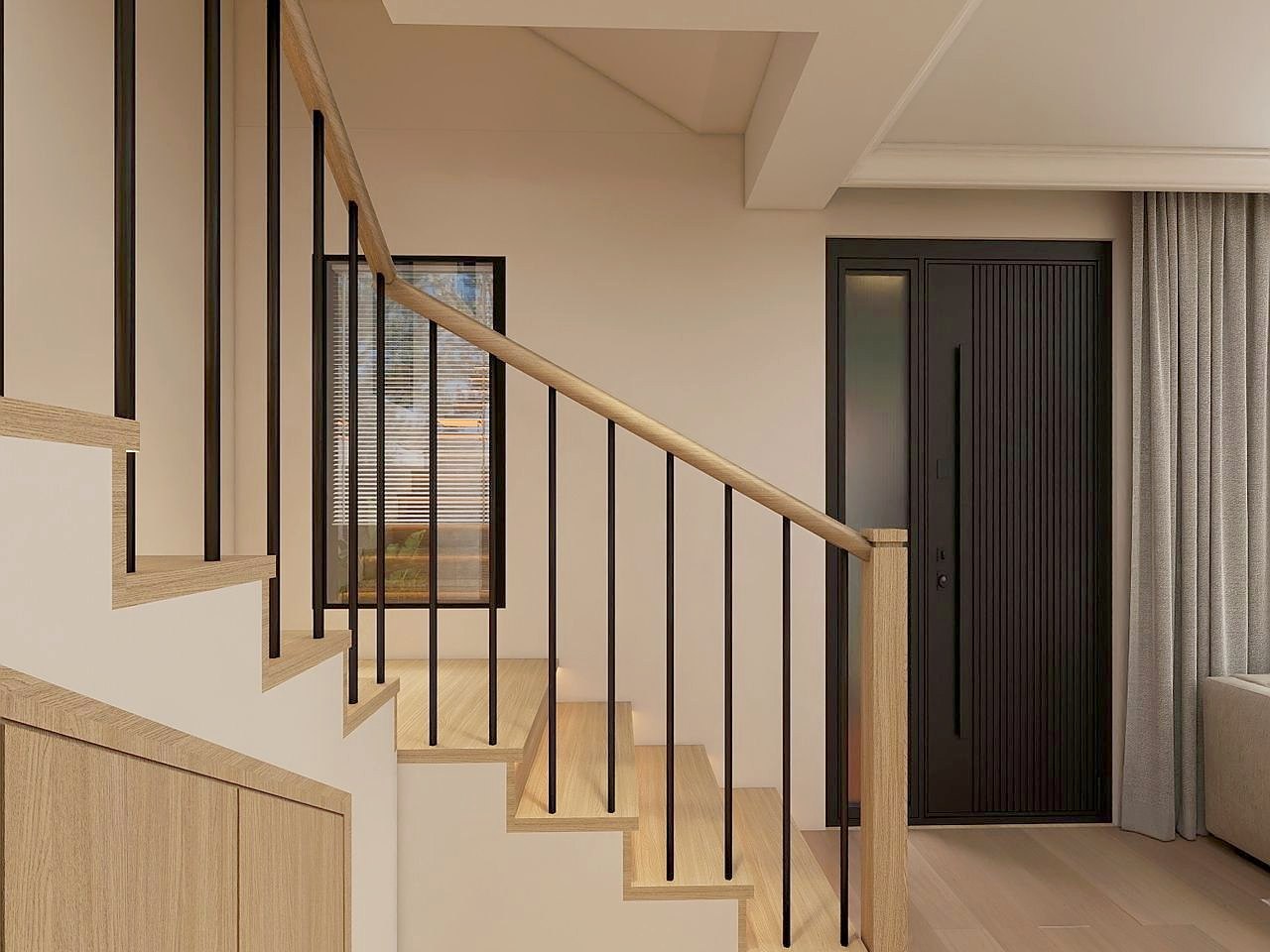 Home 3 stair with wood rail